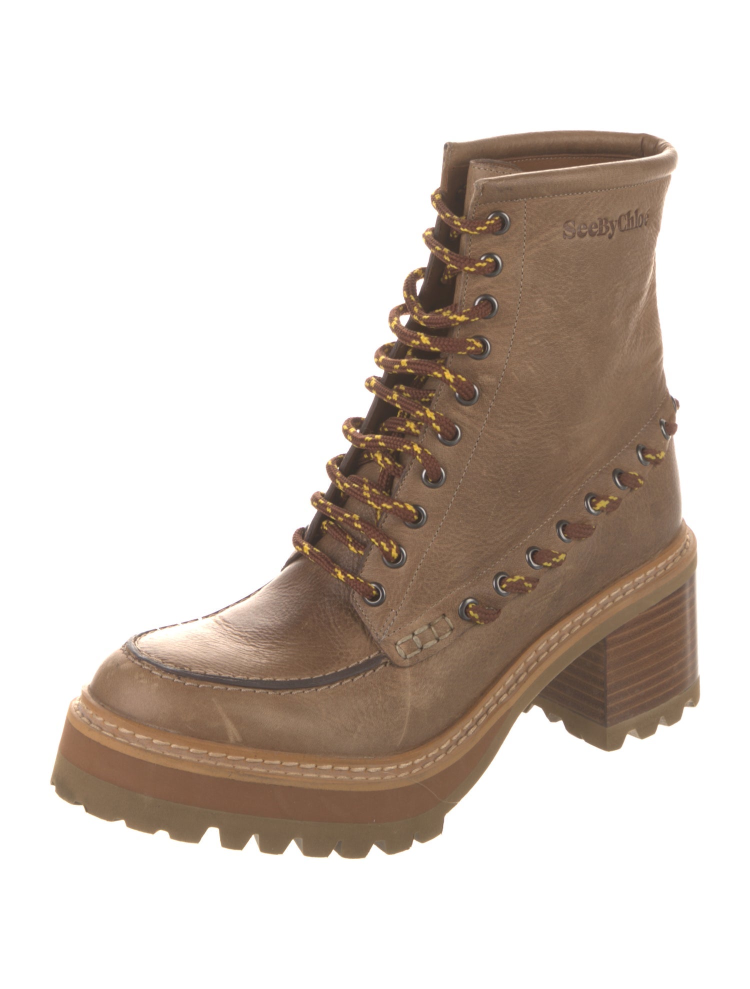 See by Chloé Leather Combat Boots