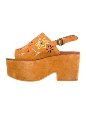 See by Chloé Suede Graphic Print Slingback Sandals