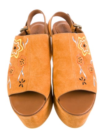 See by Chloé Suede Graphic Print Slingback Sandals