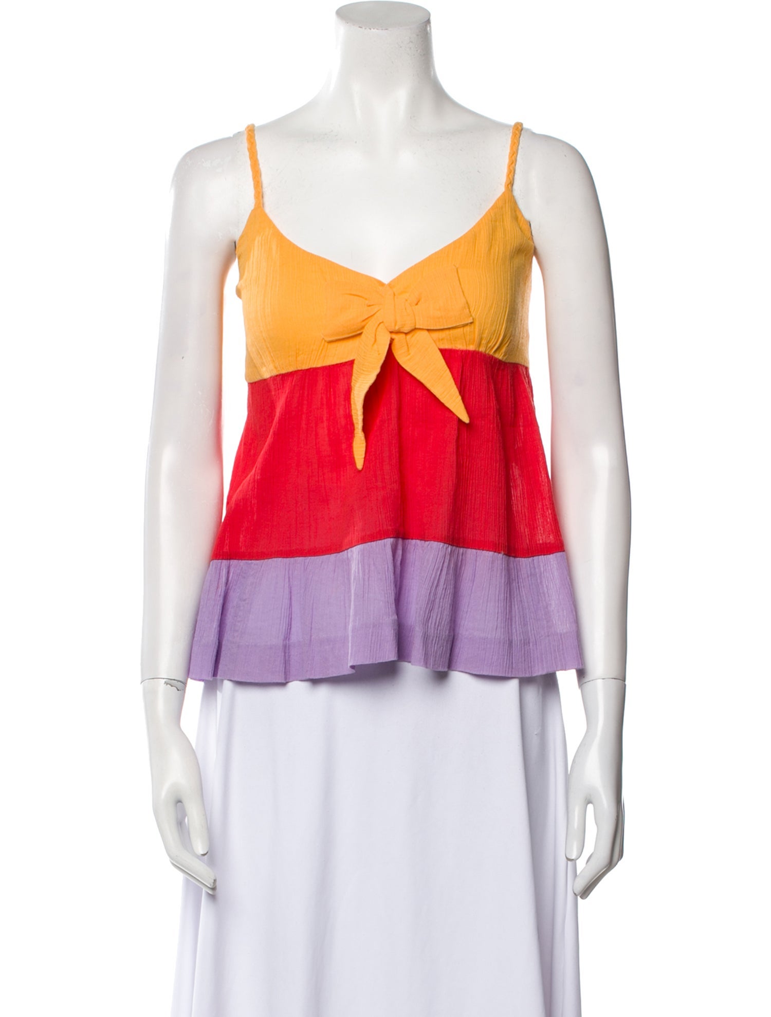 See by Chloé Colorblock Pattern Square Neckline Top