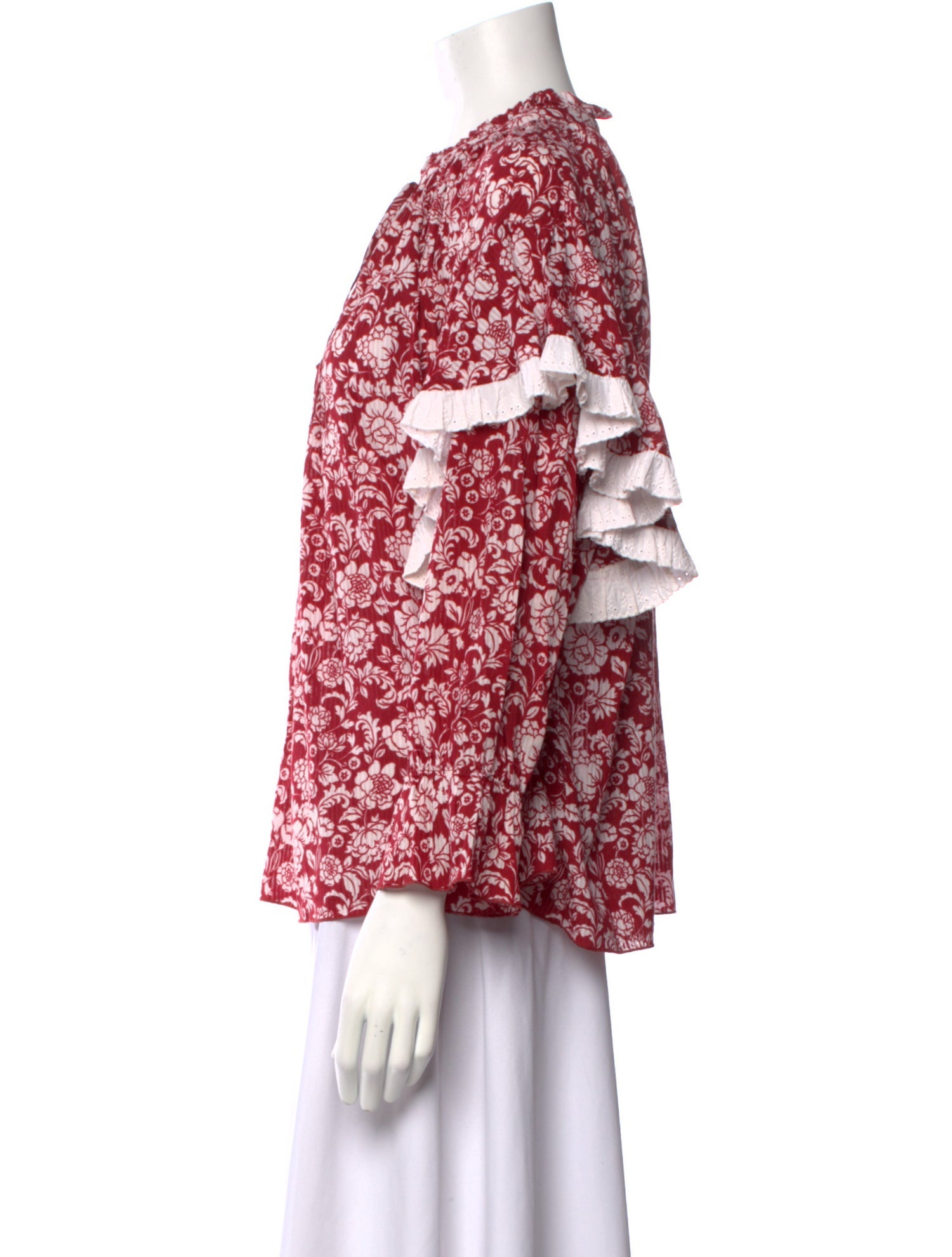 See by Chloé Floral Print Tie Neck Blouse