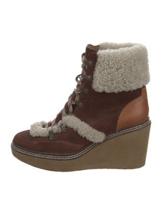 See by Chloé Suede Printed Lace-Up Boots