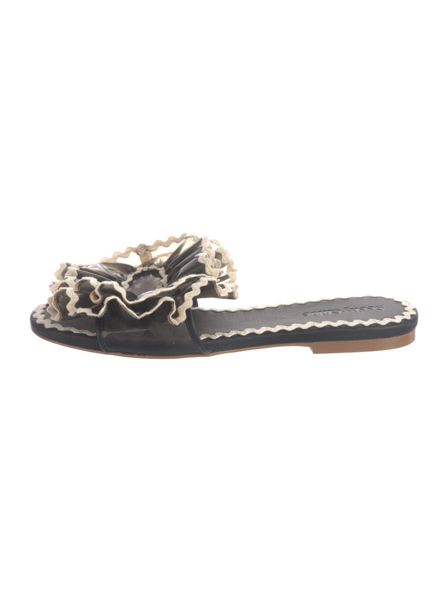 See by Chloé Leather Ruffle Embellishment Slides