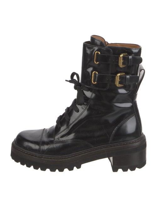 See by Chloé Patent Leather Combat Boots