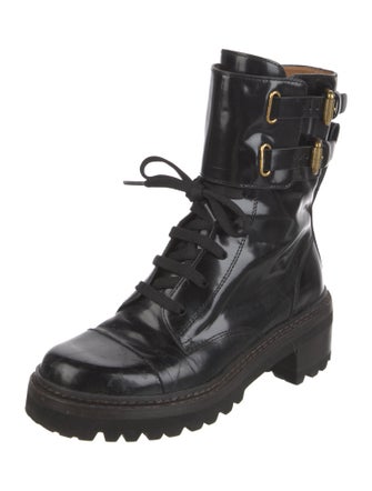 See by Chloé Patent Leather Combat Boots