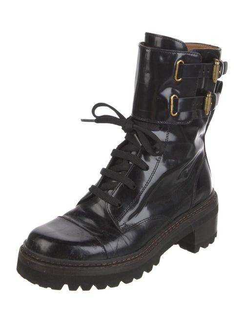 See by Chloé Patent Leather Combat Boots
