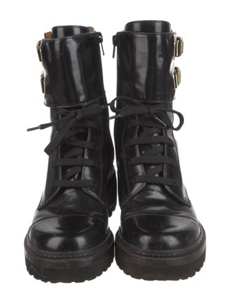 See by Chloé Patent Leather Combat Boots
