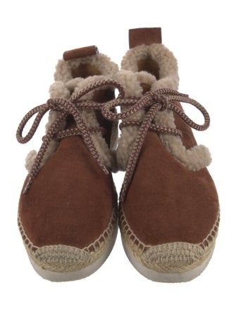 See by Chloé Suede Fur Trim Lace-Up Boots