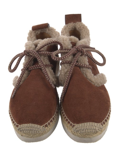 See by Chloé Suede Fur Trim Lace-Up Boots