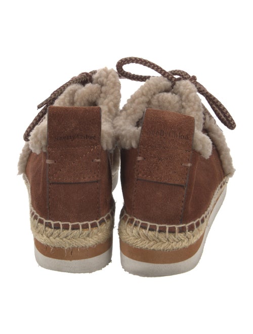 See by Chloé Suede Fur Trim Lace-Up Boots