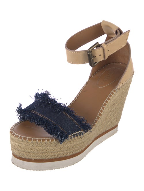 See by Chloé Denim Raw-Edge Trim Espadrilles
