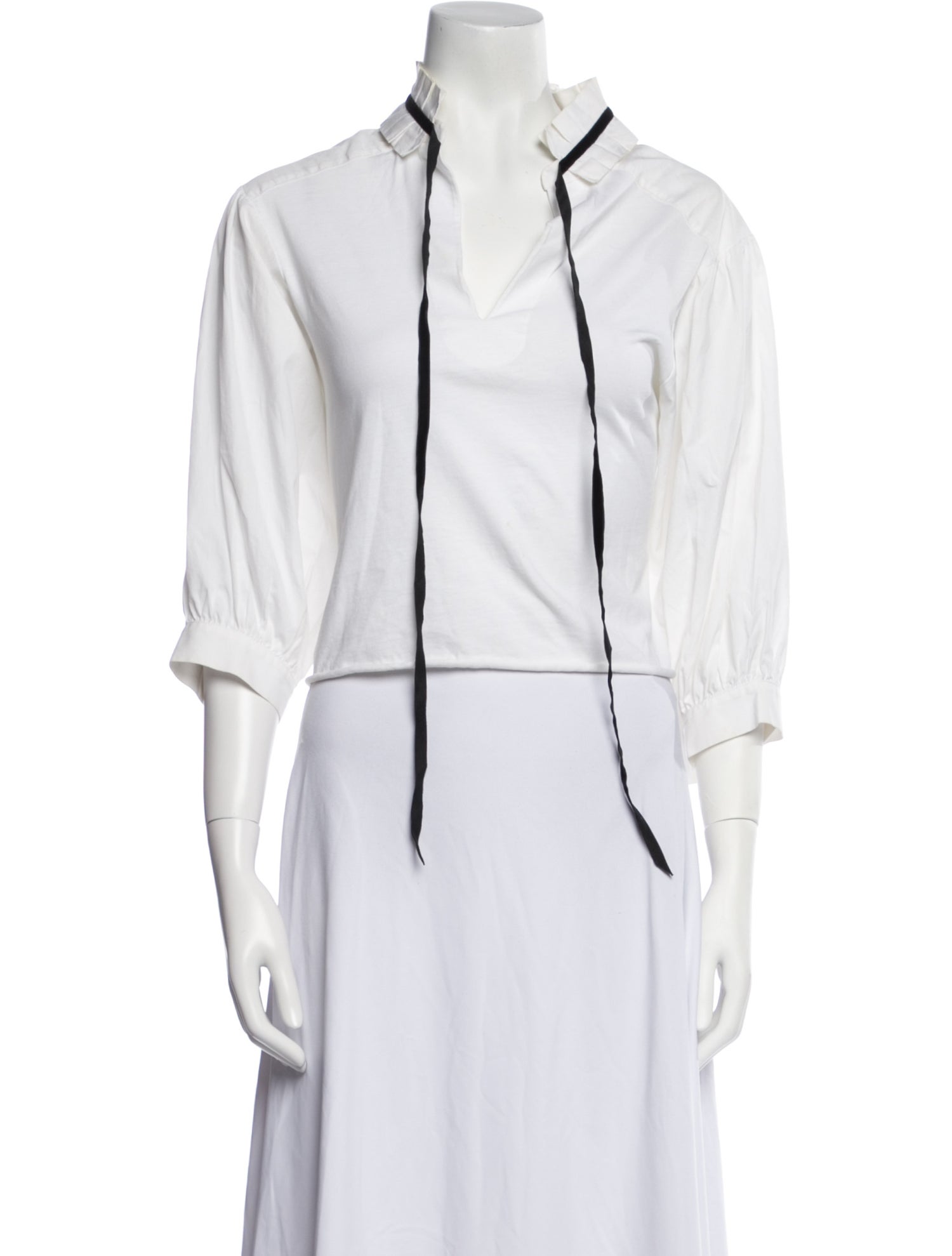 See by Chloé V-Neck Three-Quarter Sleeve Crop Top