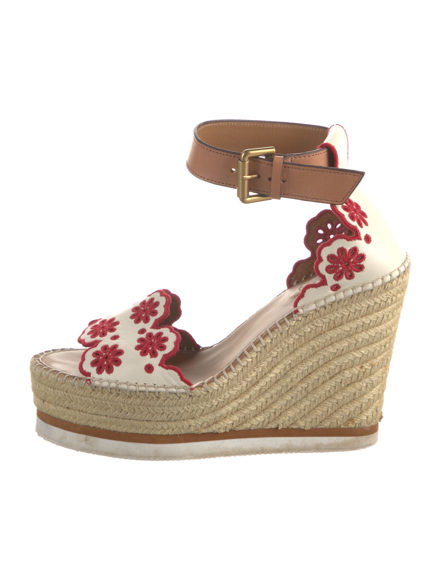See by Chloé Leather Floral Print Espadrilles
