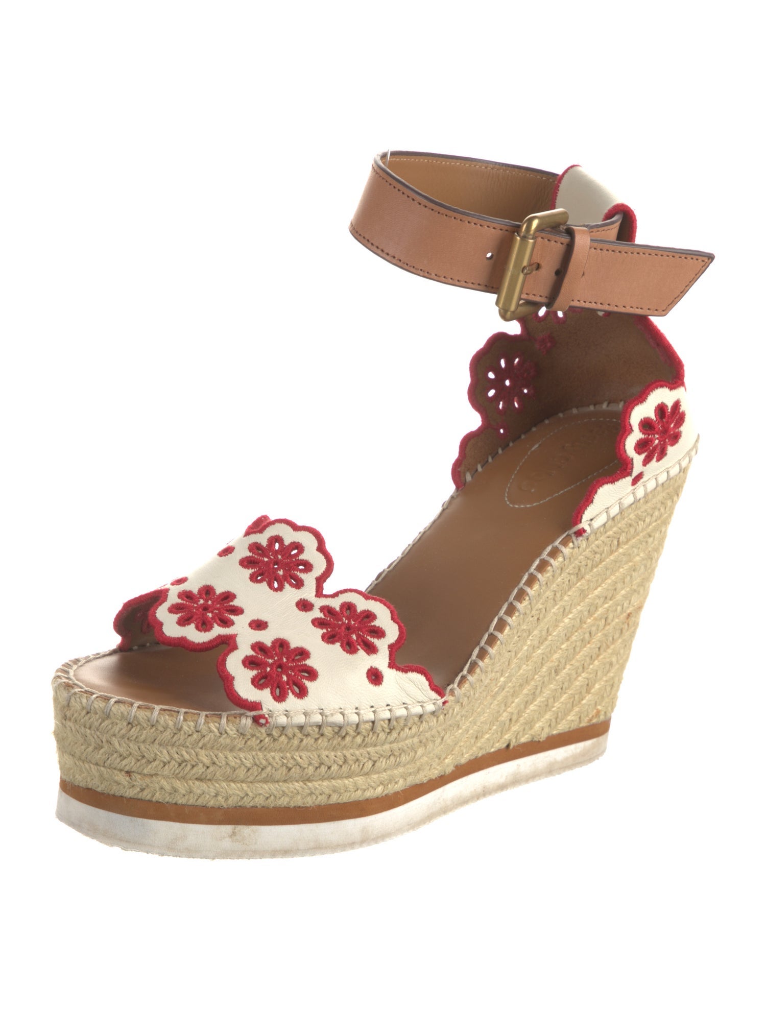 See by Chloé Leather Floral Print Espadrilles