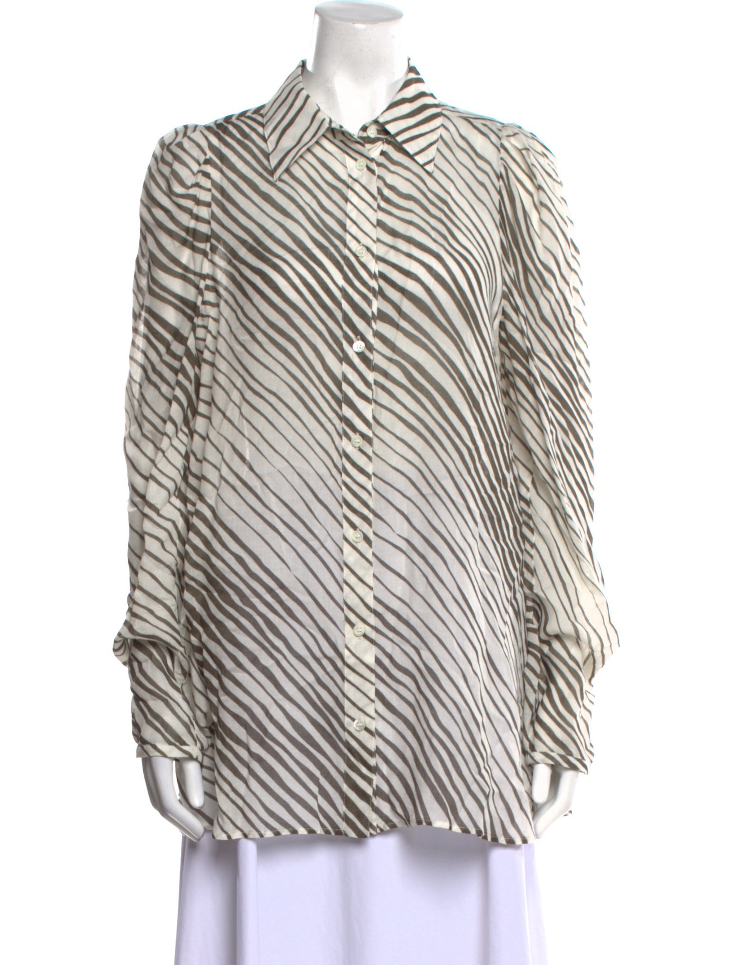 See by Chloé Striped Long Sleeve Button-Up Top