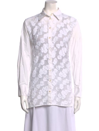 See by Chloé Lace Pattern Long Sleeve Button-Up Top