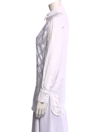 See by Chloé Lace Pattern Long Sleeve Button-Up Top