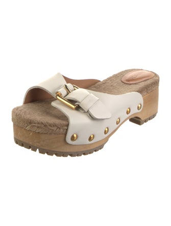 See by Chloé Leather Studded Accents Slides