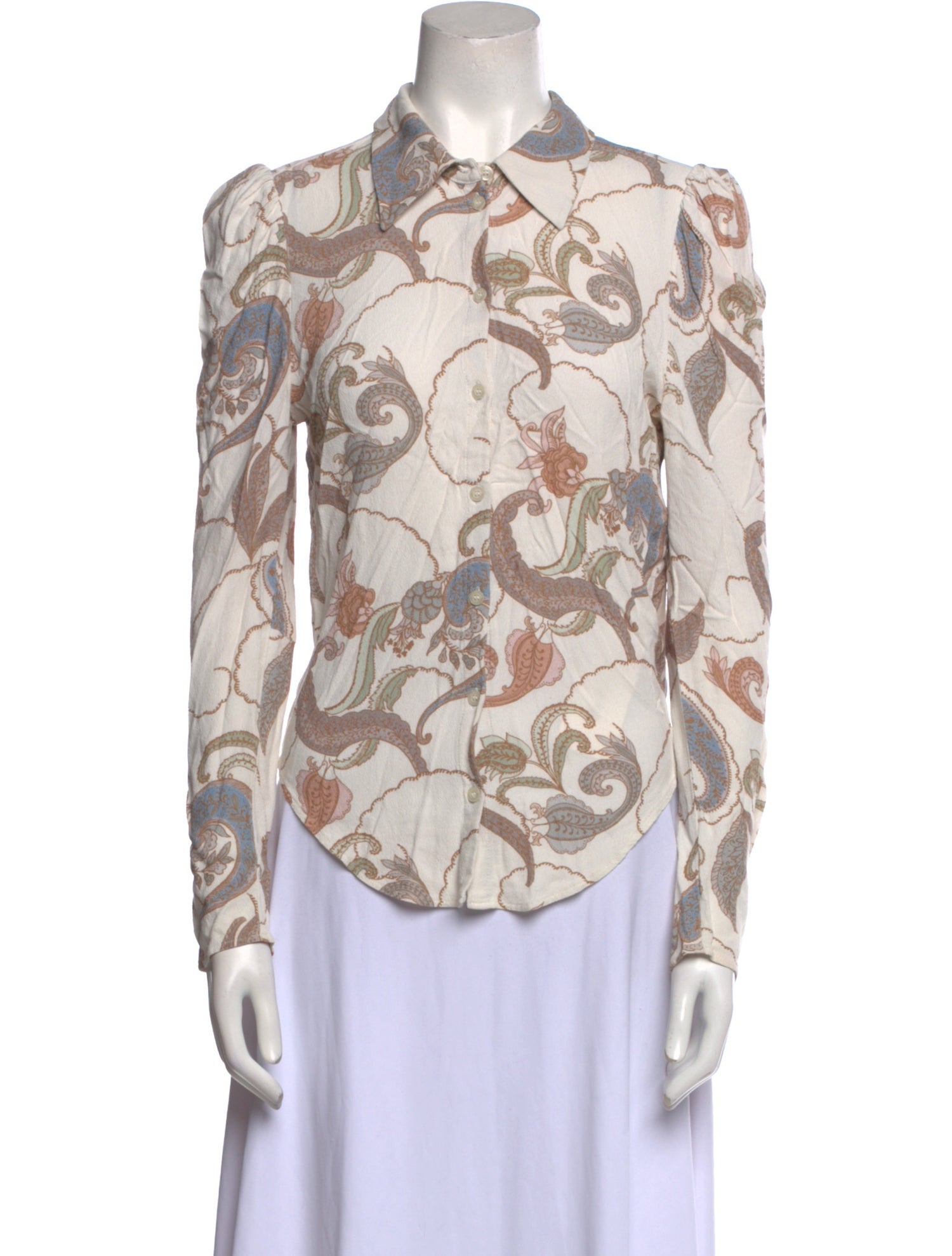 See by Chloé Printed Long Sleeve Button-Up Top