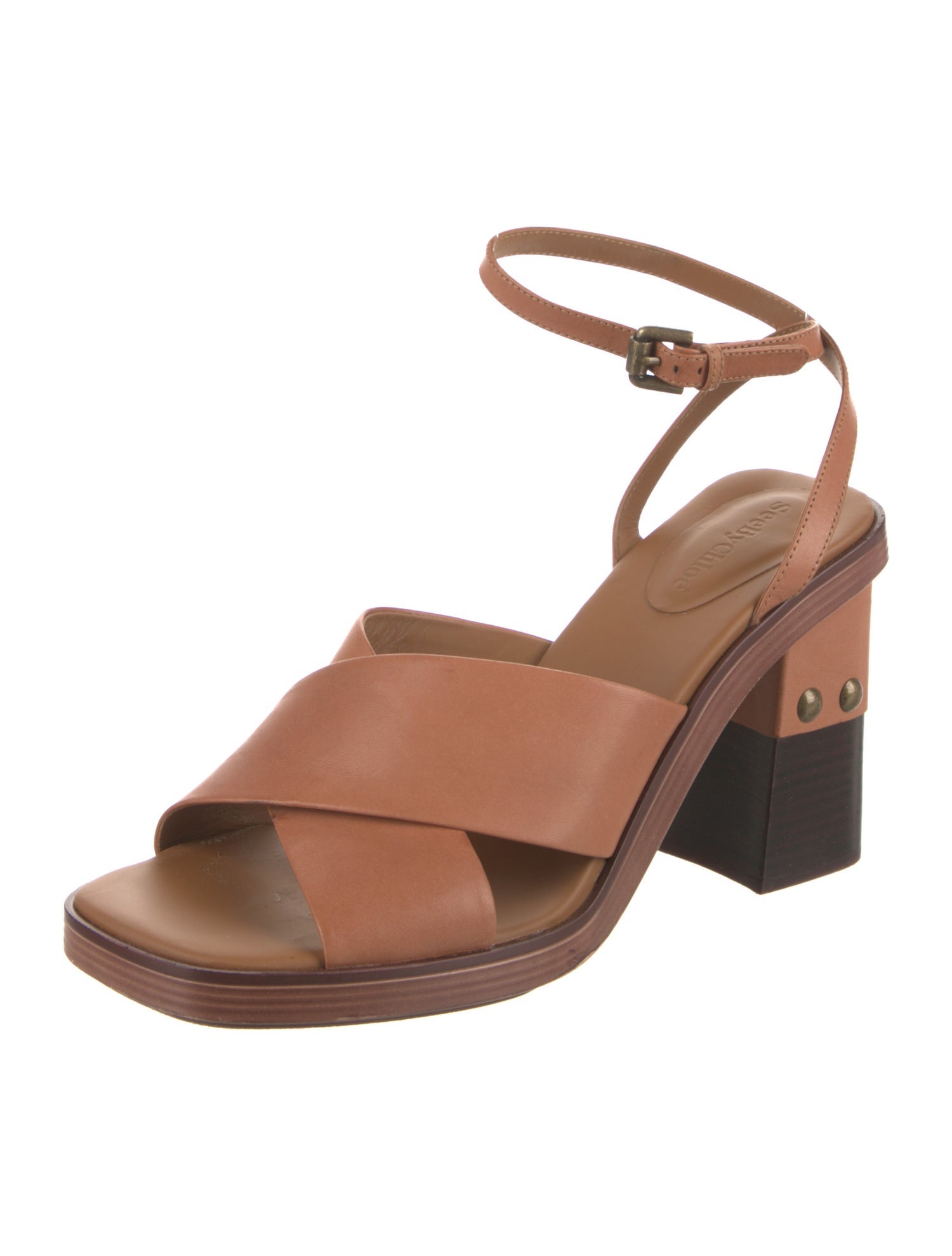 See by Chloé Leather Studded Accents Sandals