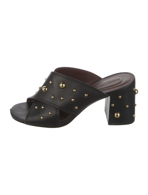 See by Chloé Leather Studded Accents Slides