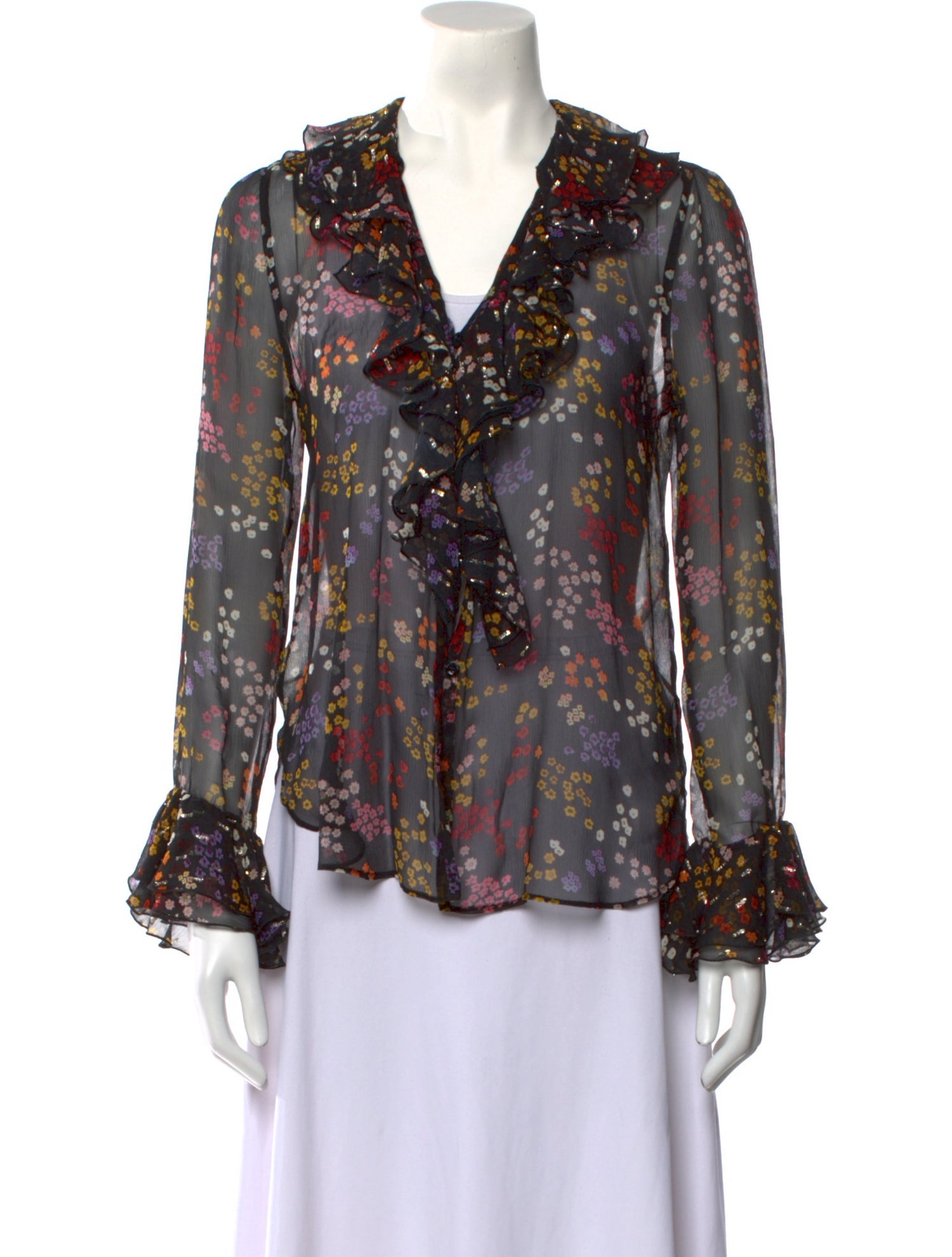 See by Chloé Floral Print V-Neck Blouse