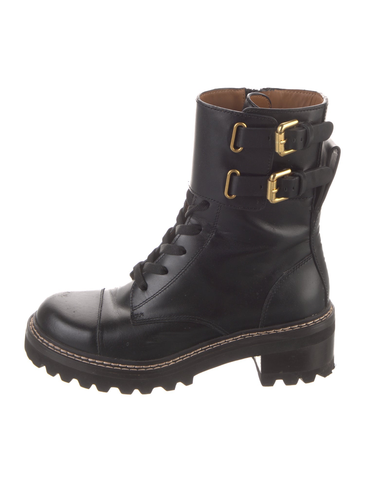 See by Chloé Leather Combat Boots