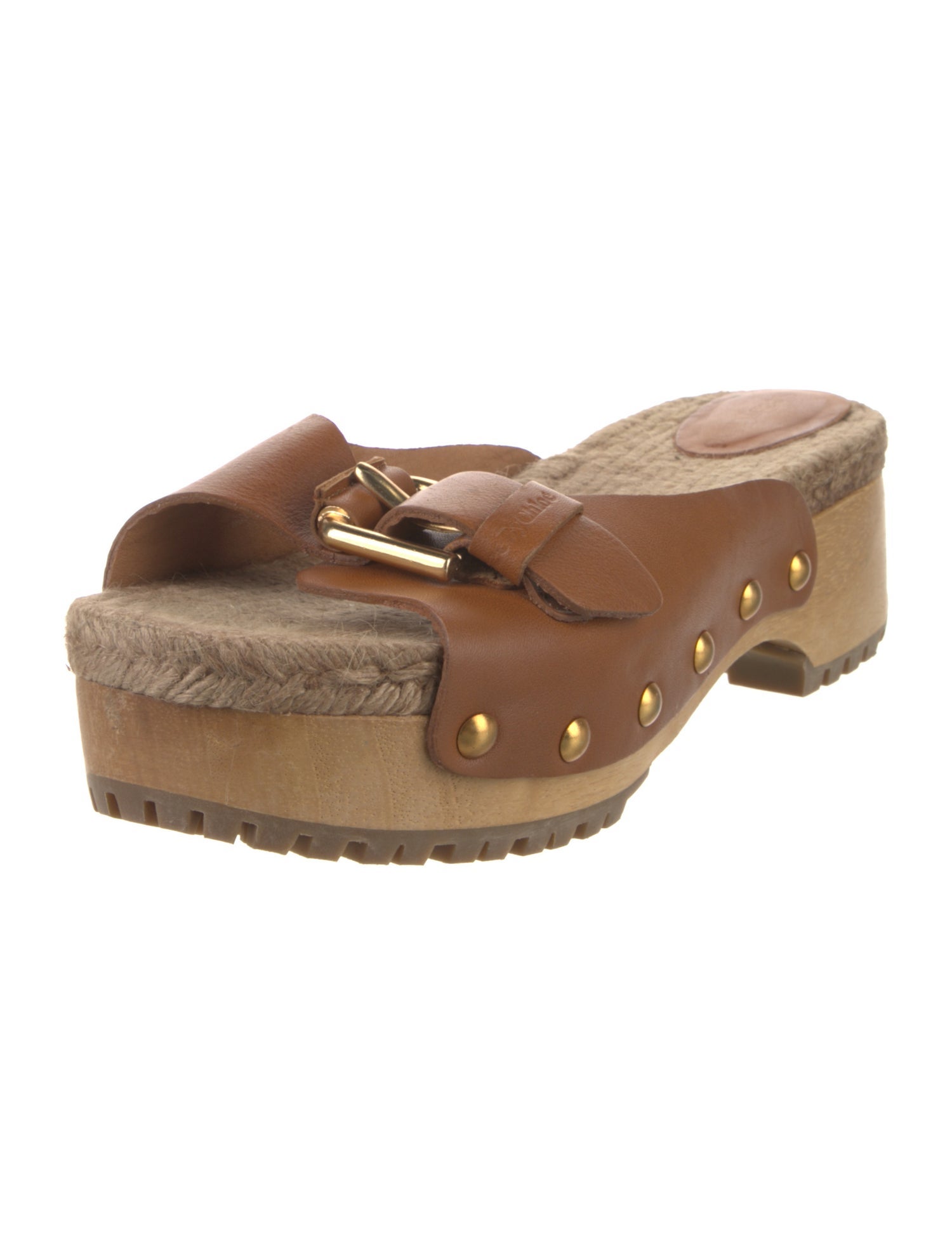 See by Chloé Leather Studded Accents Slides