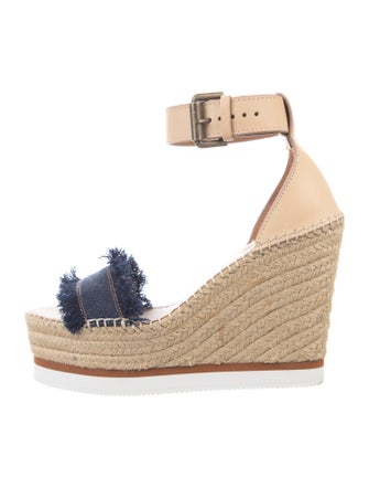 See by Chloé Denim Fringe Trim Accent Espadrilles