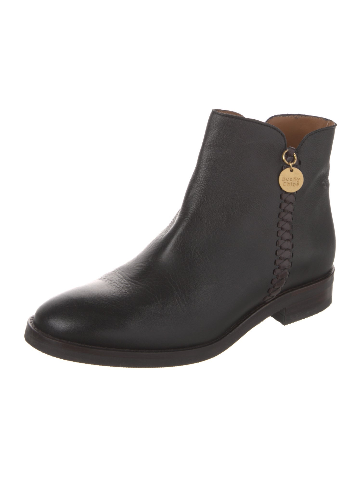 See by Chloé Leather Braided Accents Boots