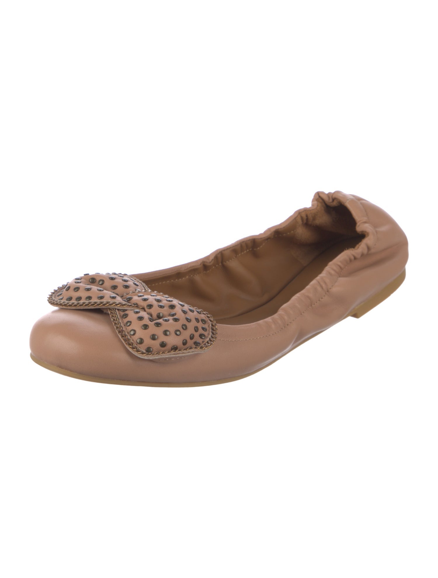 See by Chloé Leather Bow Accents Ballet Flats