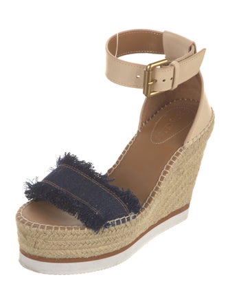 See by Chloé Denim Raw-Edge Trim Espadrilles