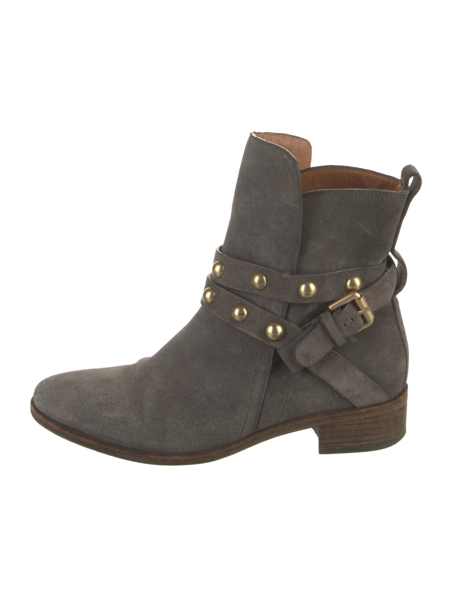 See by Chloé Suede Studded Accents Moto Boots