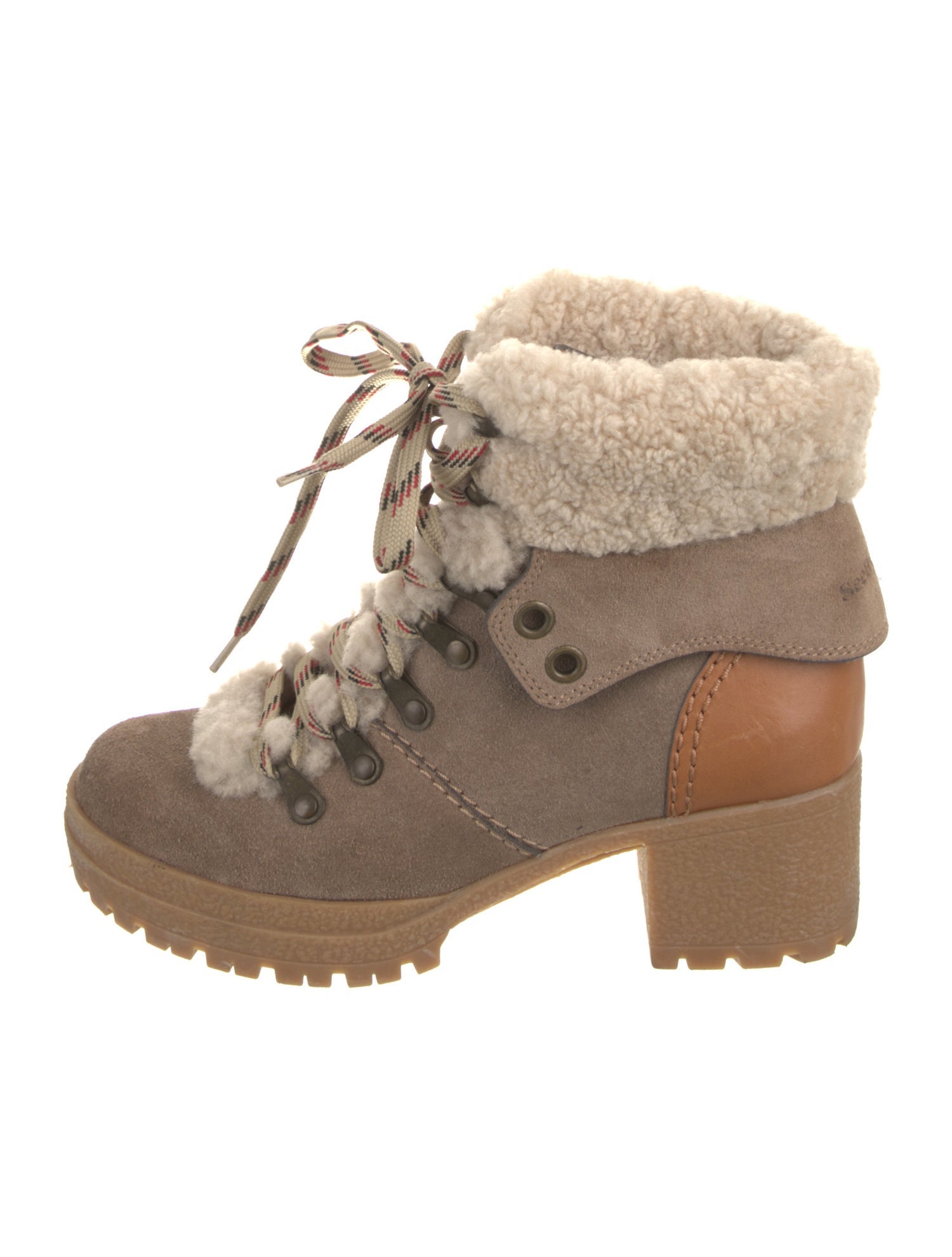 See by Chloé Suede Colorblock Pattern Snow Boots