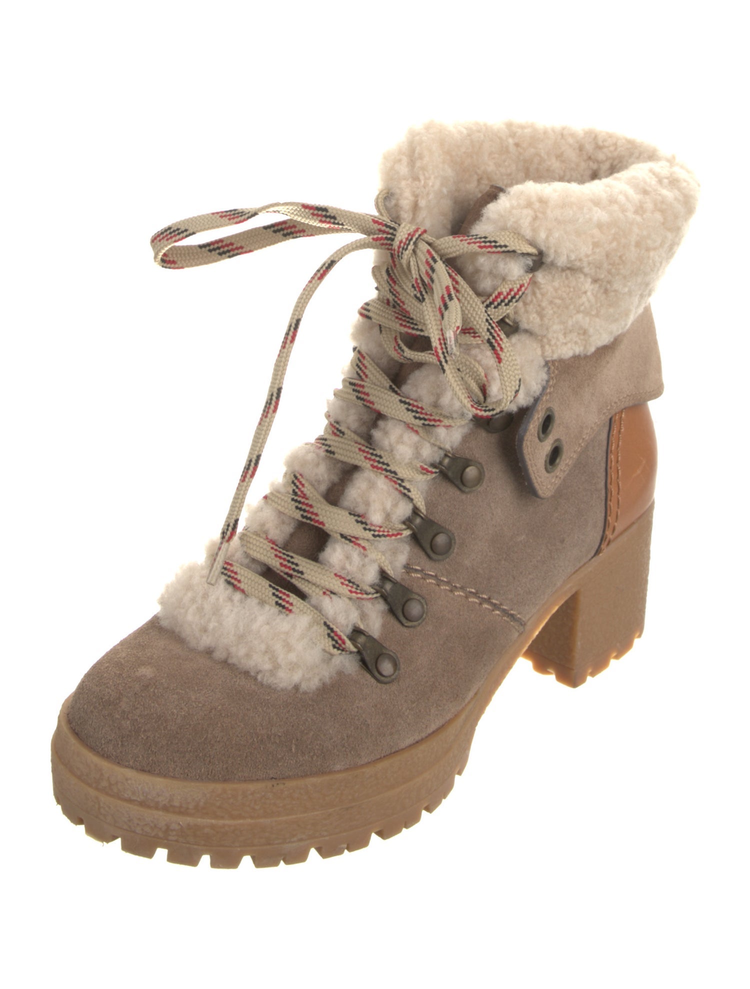 See by Chloé Suede Colorblock Pattern Snow Boots
