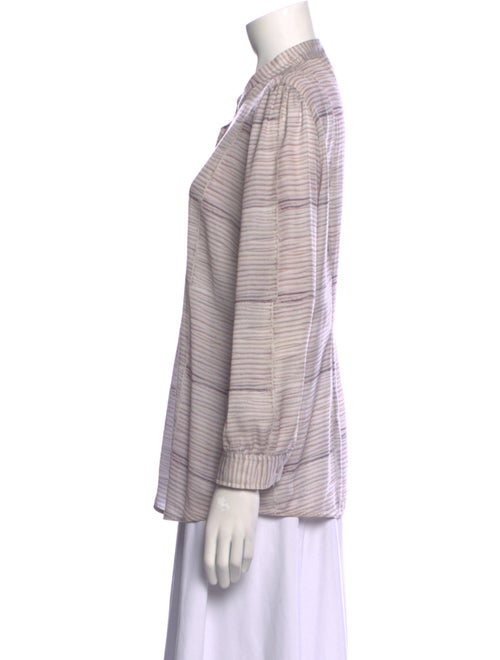 See by Chloé Striped Three-Quarter Sleeve Button-Up Top