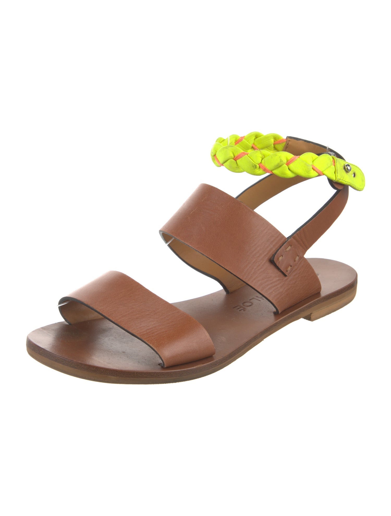 See by Chloé Leather Colorblock Pattern Slingback Sandals