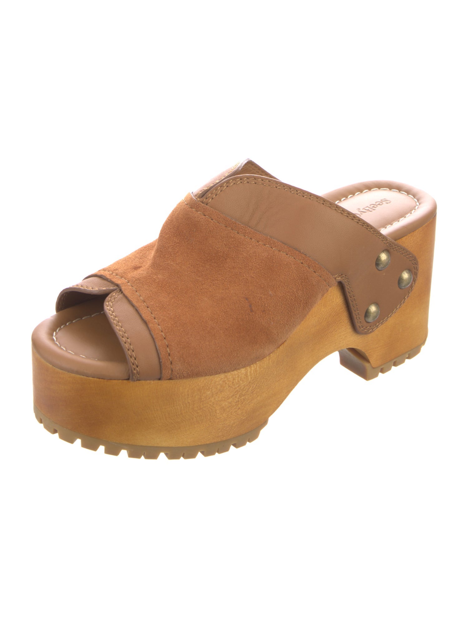 See by Chloé Suede Studded Accents Slides