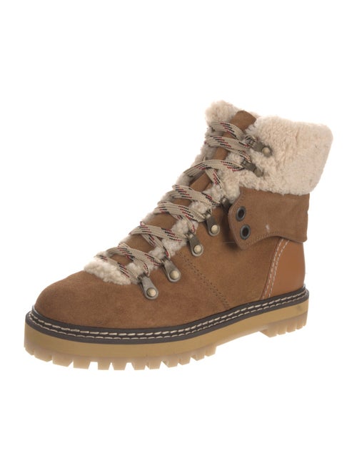 See by Chloé Suede Colorblock Pattern Hiking Boots