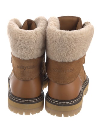 See by Chloé Suede Colorblock Pattern Hiking Boots