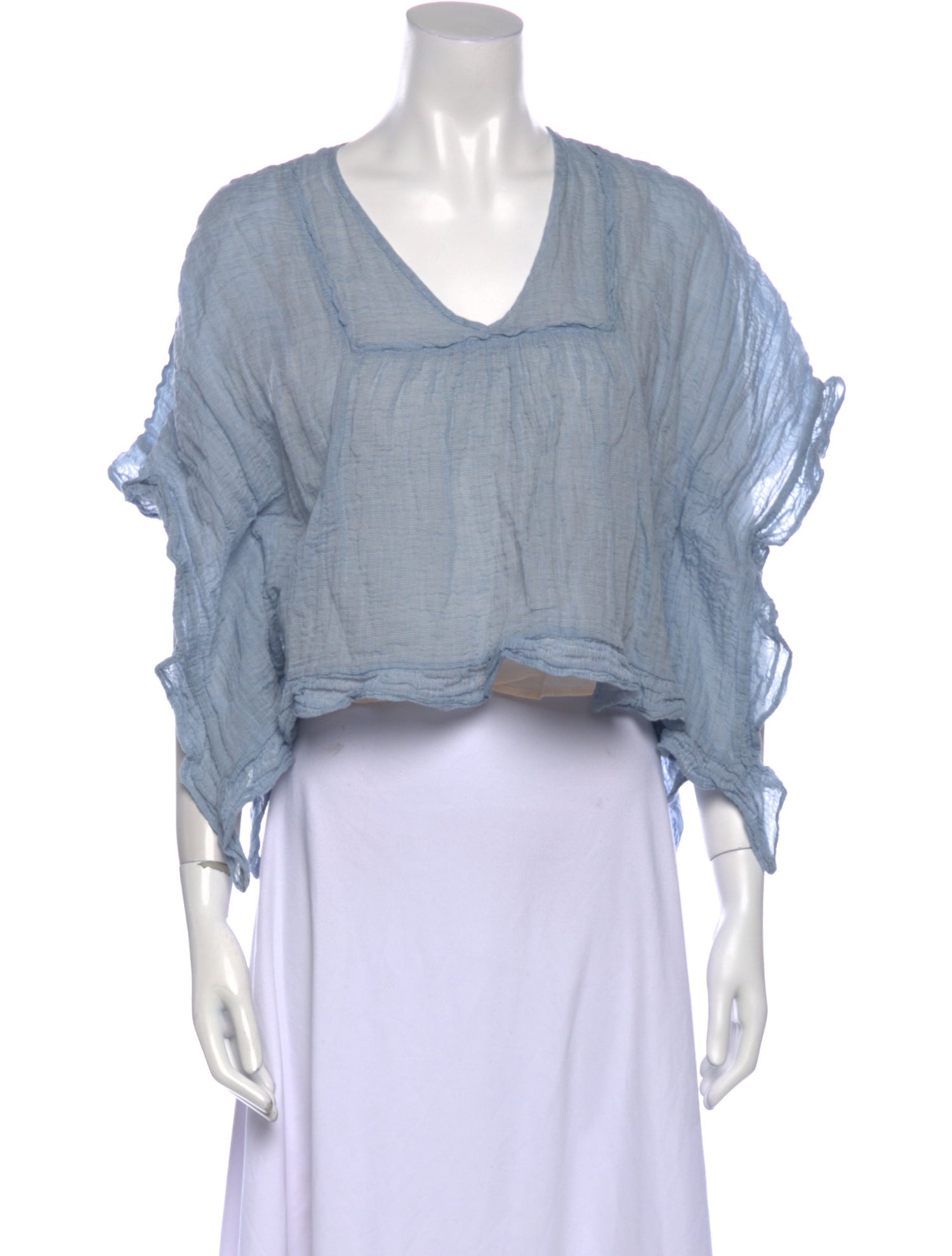 See by Chloé V-Neck Three-Quarter Sleeve Crop Top