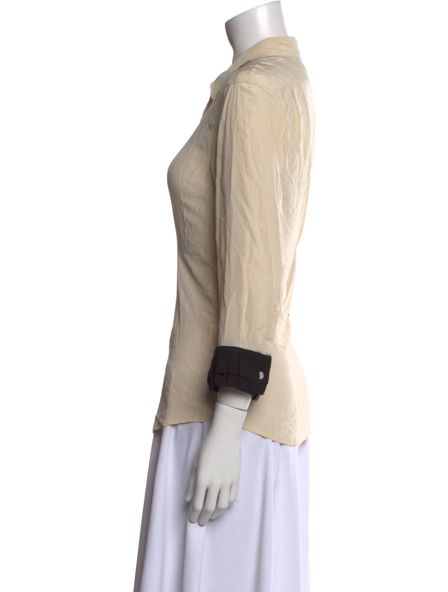 See by Chloé Silk Three-Quarter Sleeve Button-Up Top