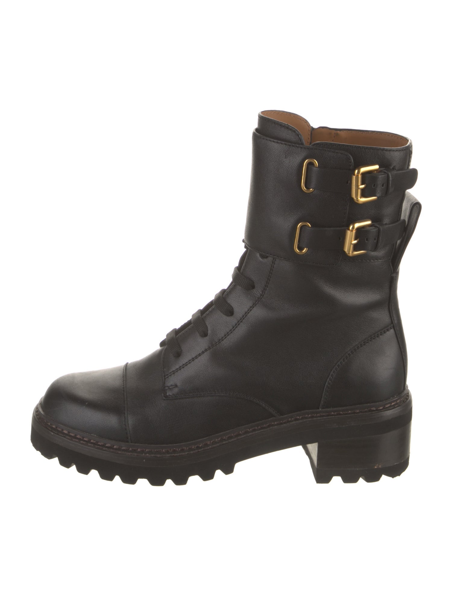 See by Chloé Leather Combat Boots