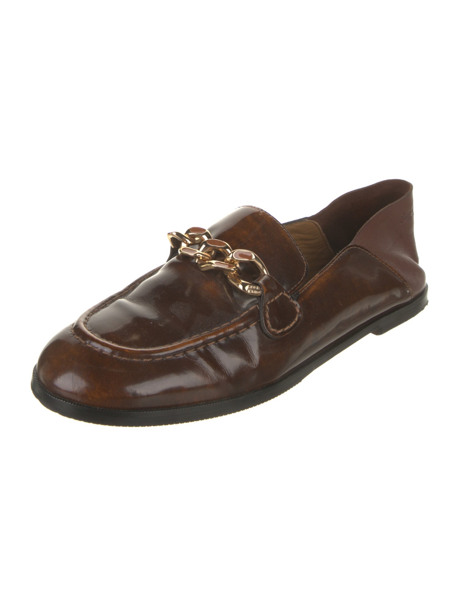 See by Chloé Leather Chain-Link Accents Loafers