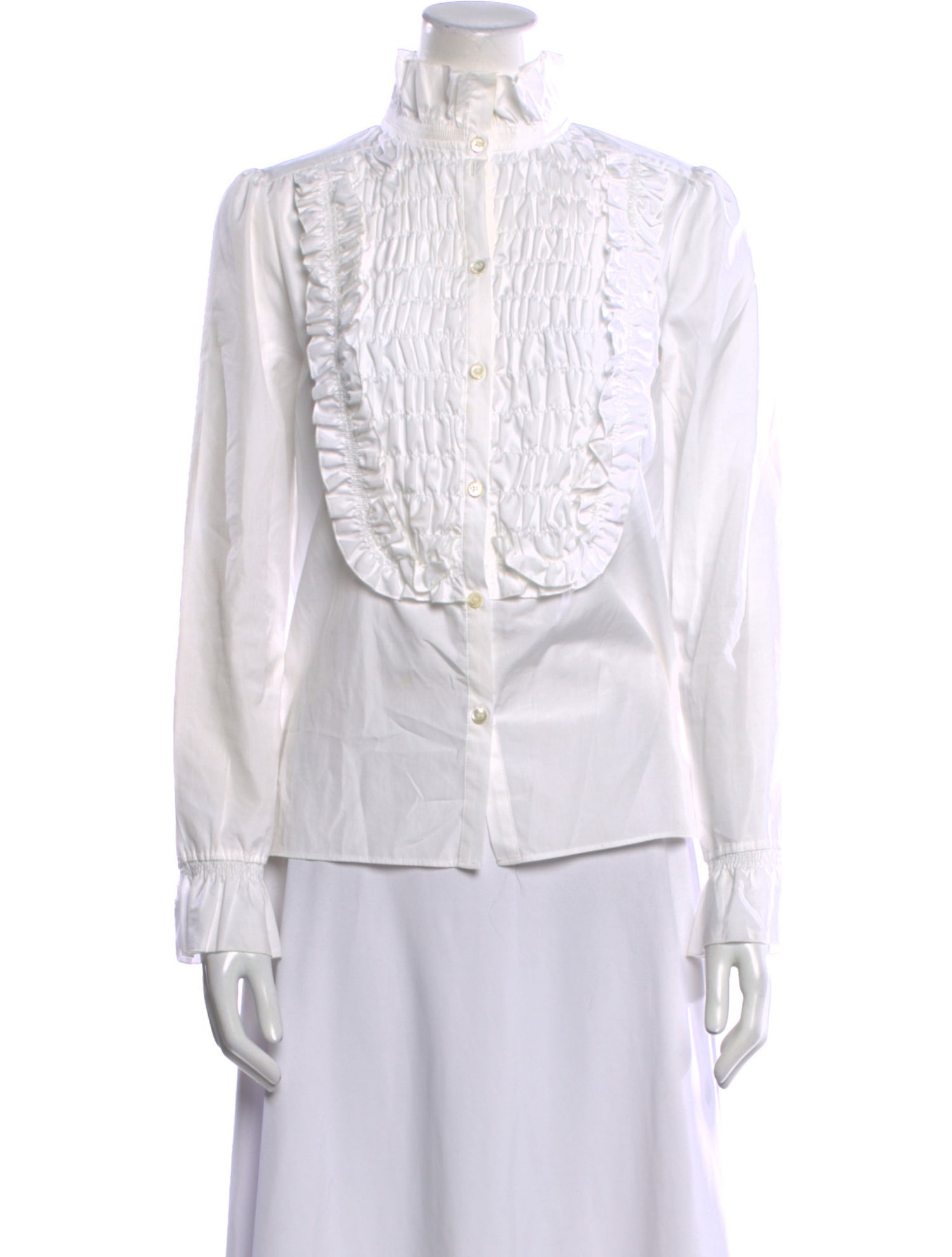 See by Chloé Mock Neck Long Sleeve Button-Up Top