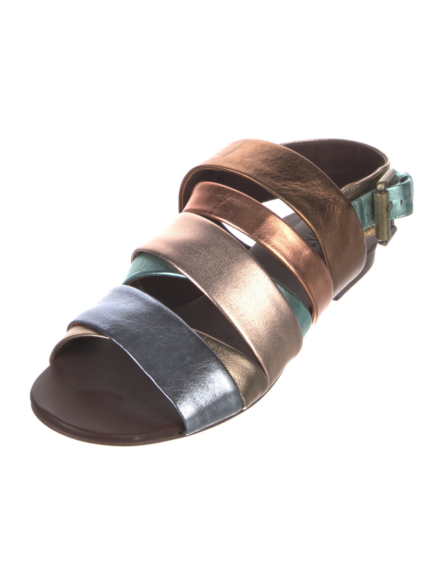 See by Chloé Leather Colorblock Pattern Slingback Sandals