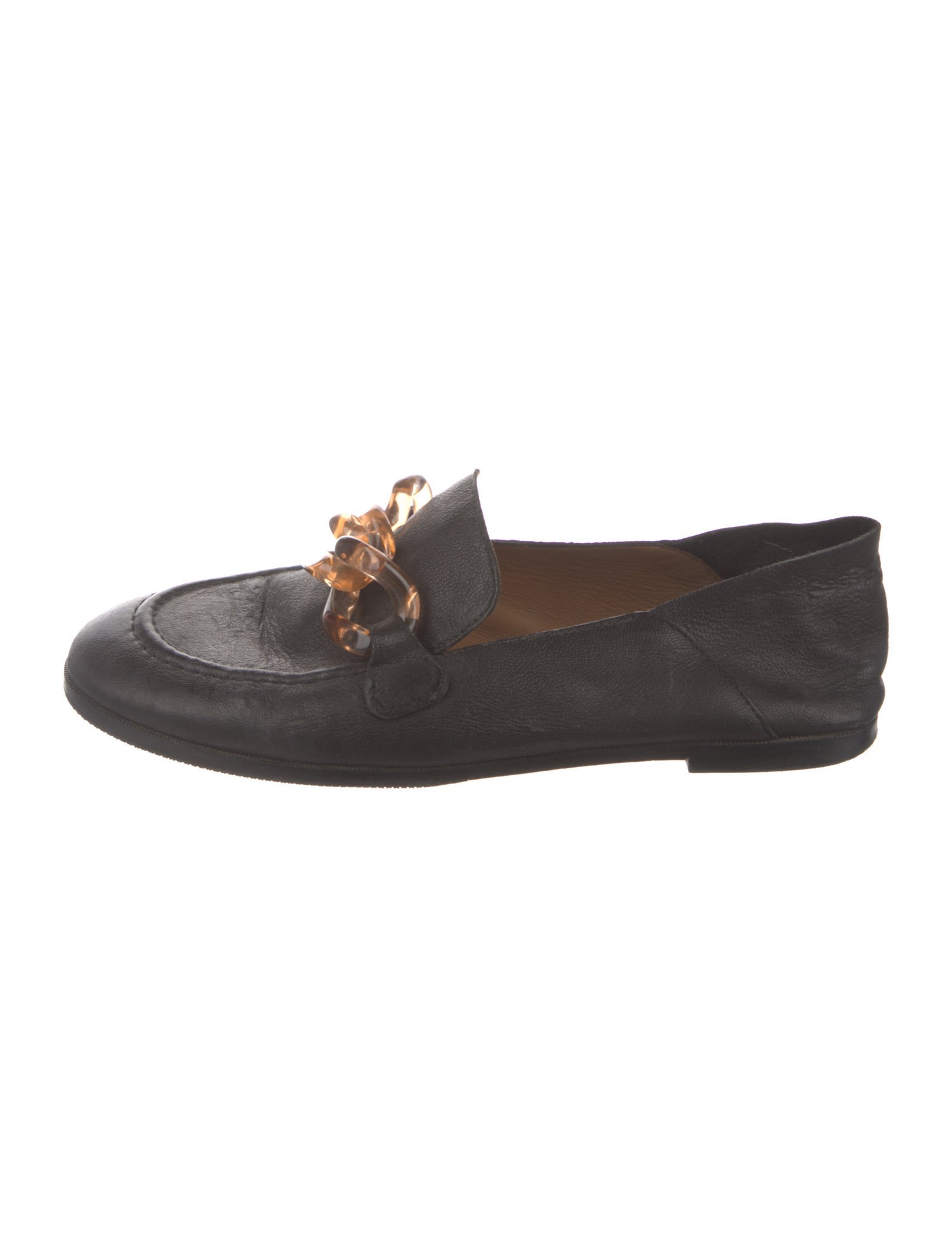 See by Chloé Leather Chain-Link Accents Loafers