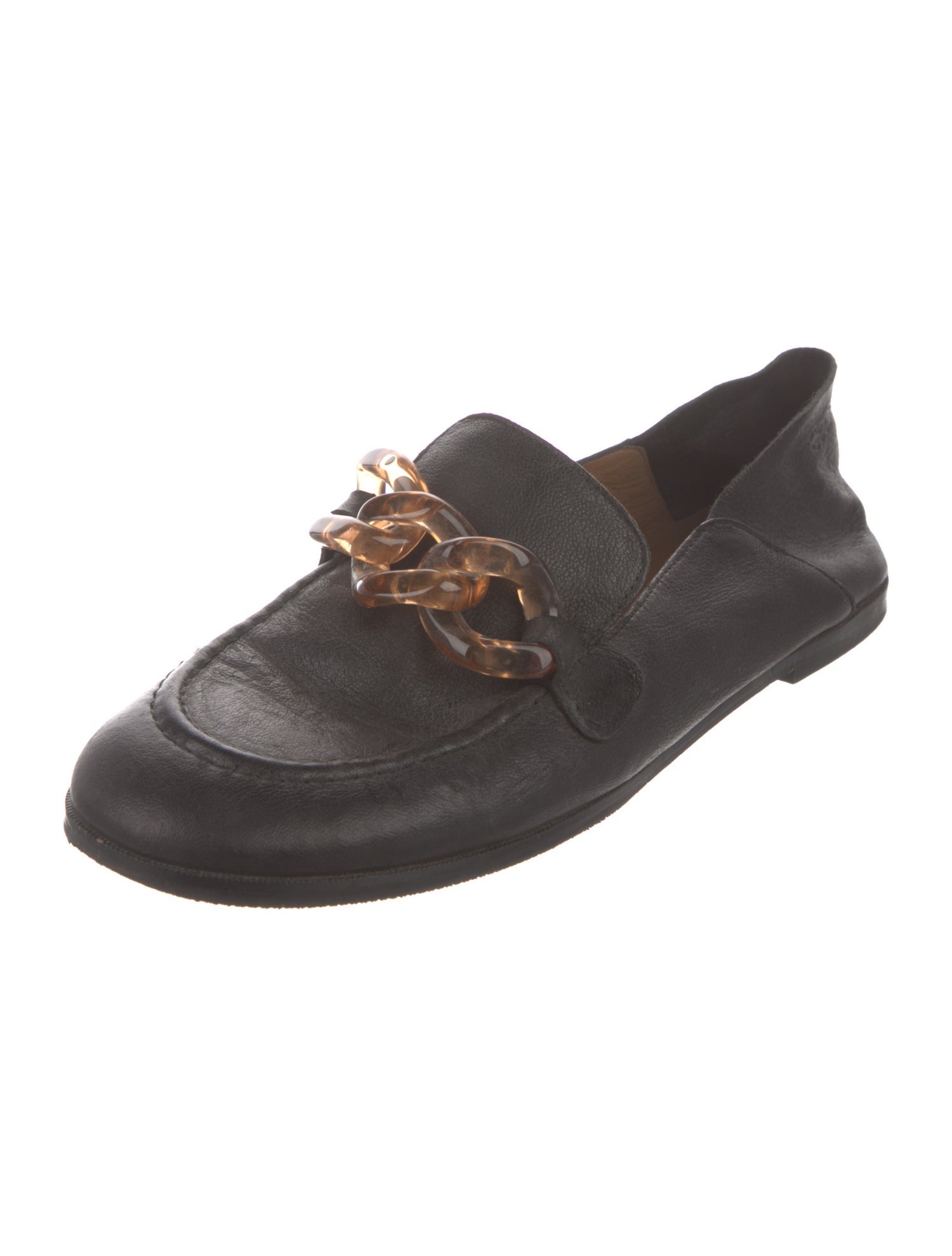See by Chloé Leather Chain-Link Accents Loafers