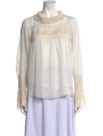 See by Chloé Bateau Neckline Long Sleeve Blouse