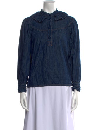 See by Chloé Mock Neck Long Sleeve Button-Up Top